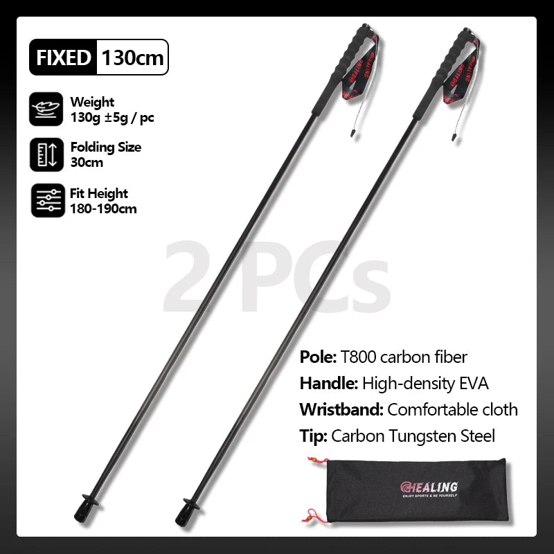 OKHEALING Carbon Fiber Foldable Trekking Poles Lightweight Anti Shock