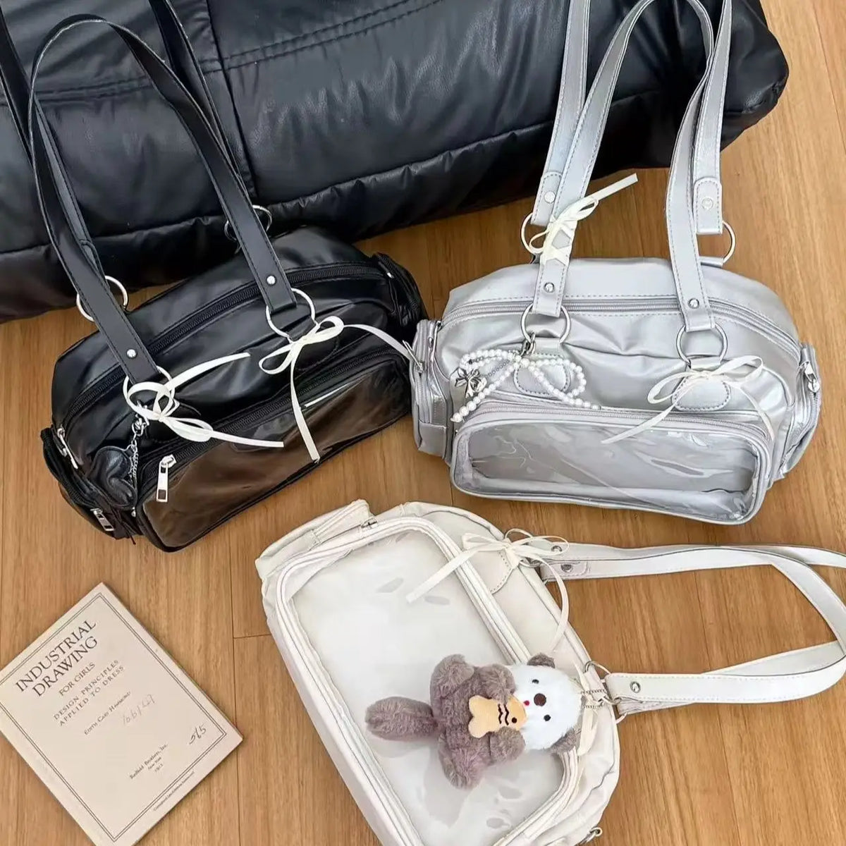 Unisex Soft Tpu Bow Lace Shoulder Bag Portable Crossbody Purse