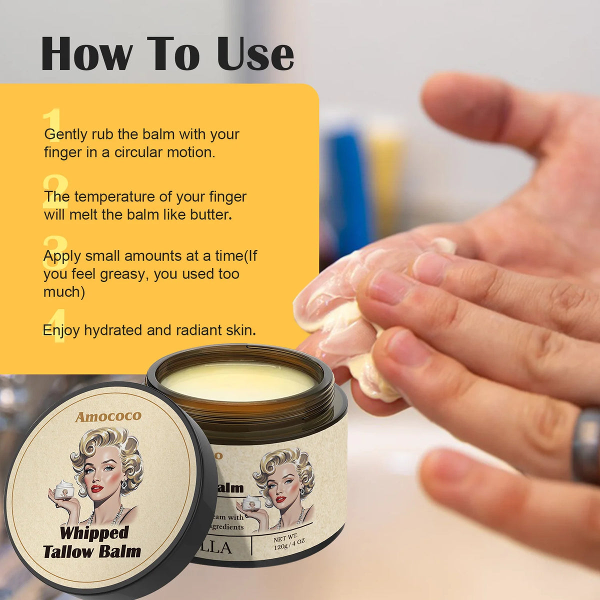 Amococo Whipped Tallow Balm Nourishing Face And Body Moisturizer