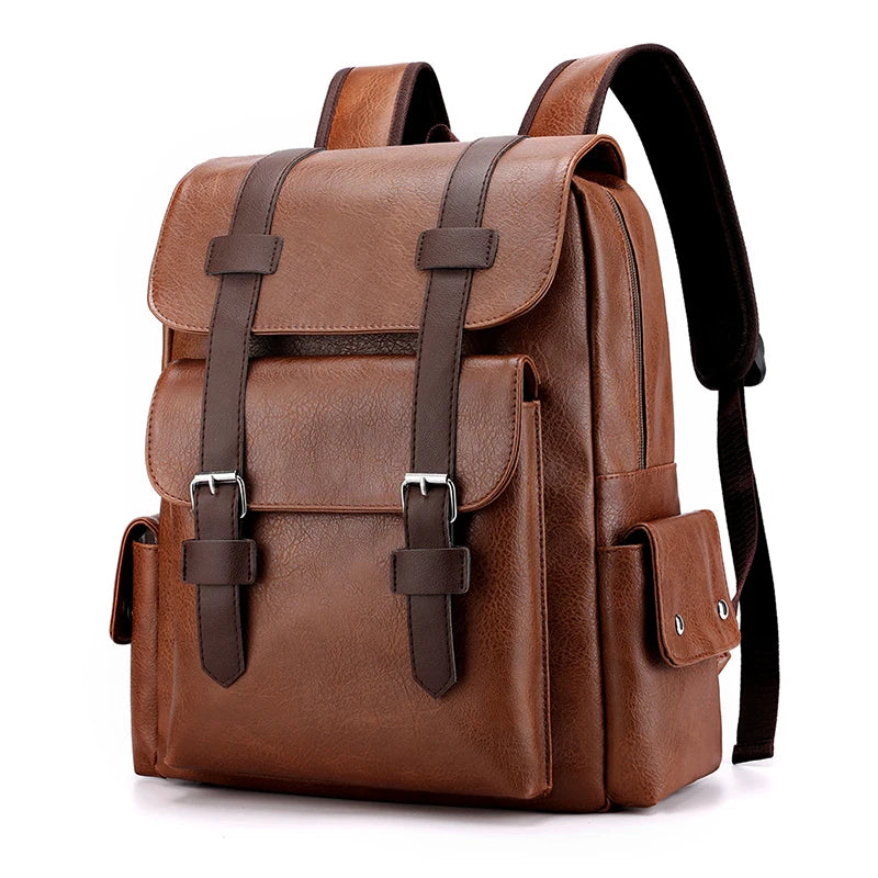 Stylish PU Leather Laptop Backpack With Multiple Pockets