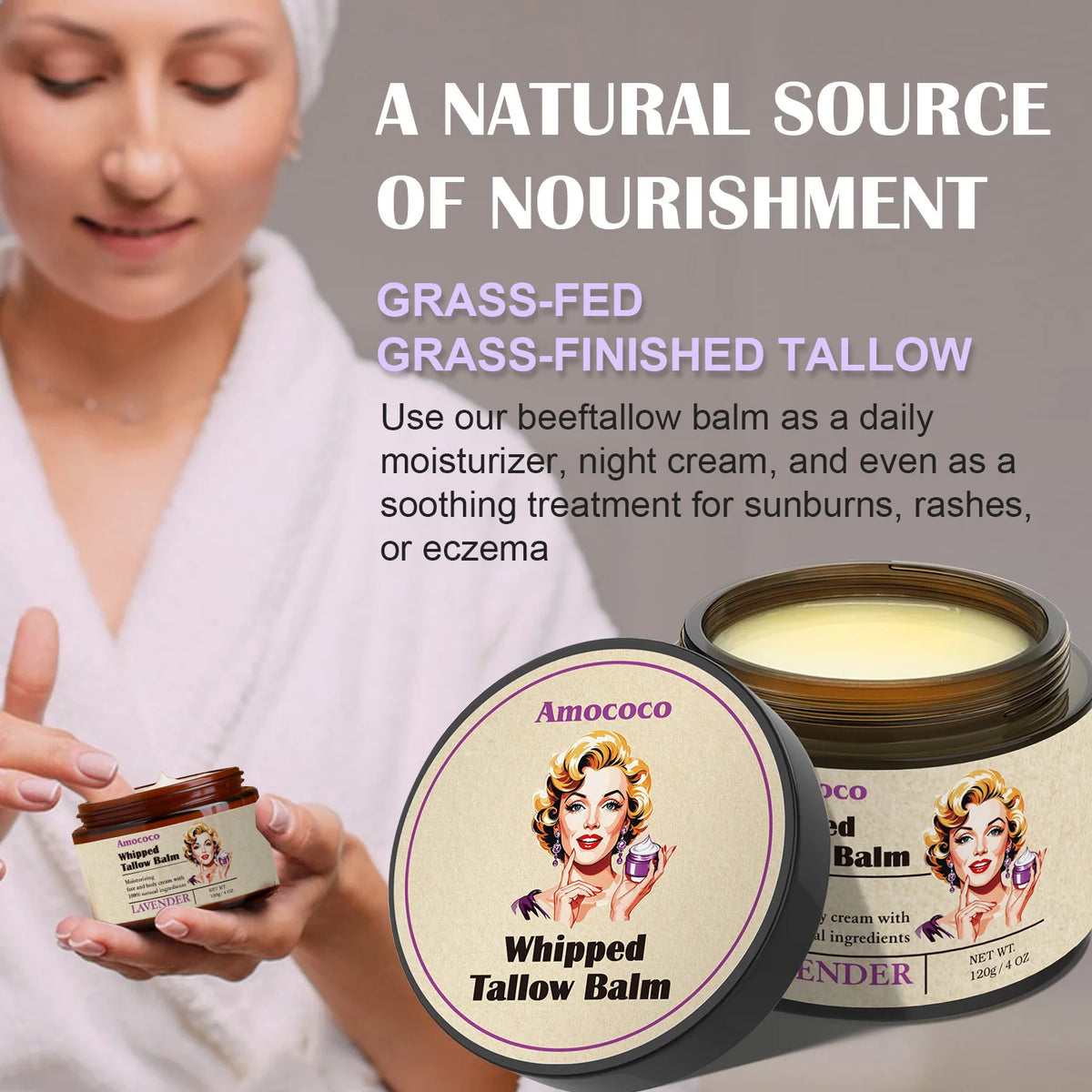 Amococo Whipped Tallow Balm Nourishing Face And Body Moisturizer
