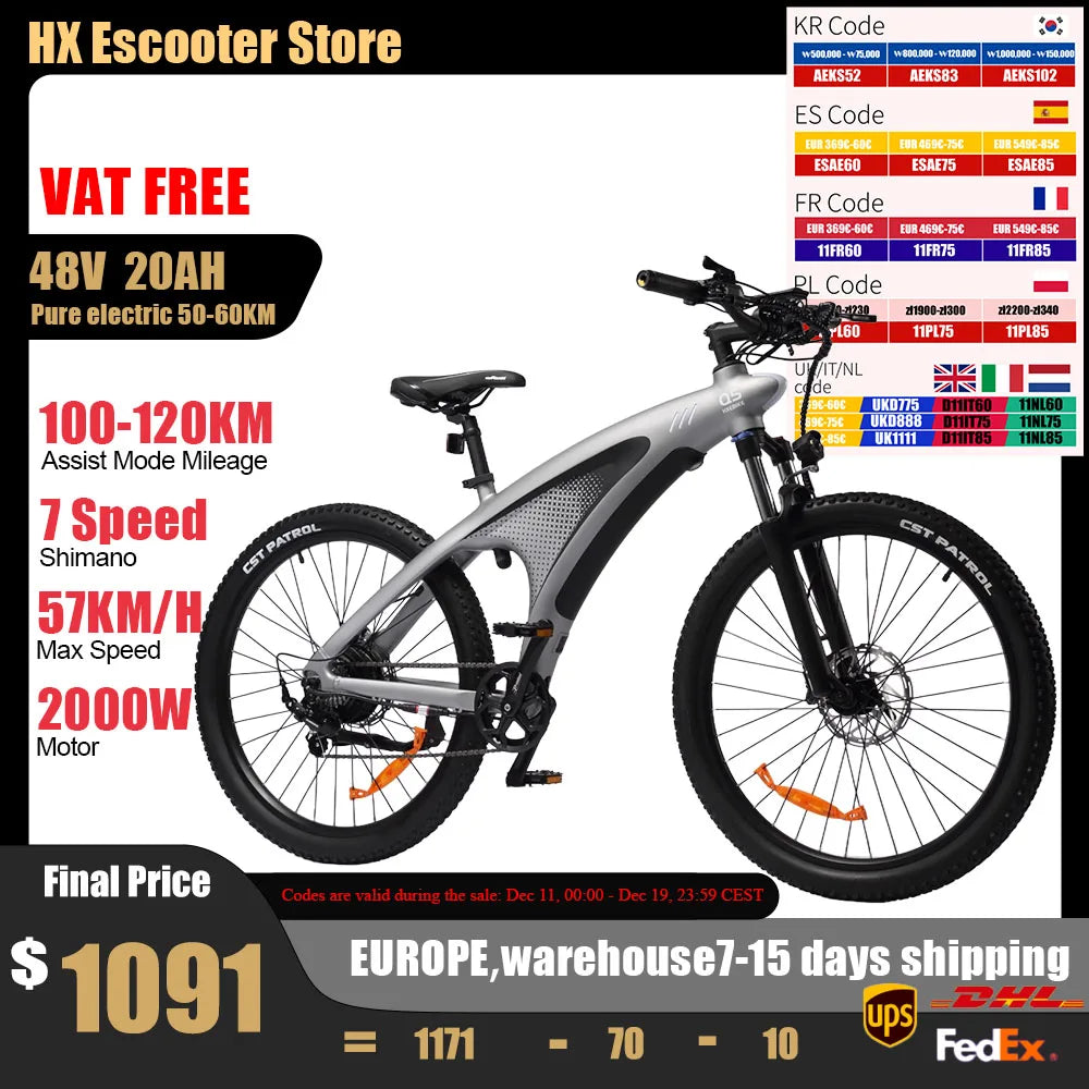 HUANCI Aluminum Electric Mountain Bike With Torque Sensor