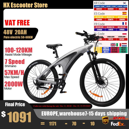 HUANCI Aluminum Electric Mountain Bike With Torque Sensor
