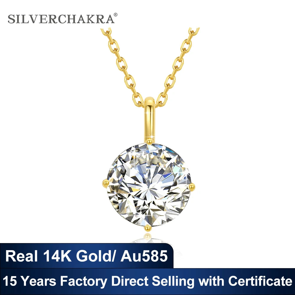 Silver Chakra 14k Gold Moissanite Pendant Necklace For Women
