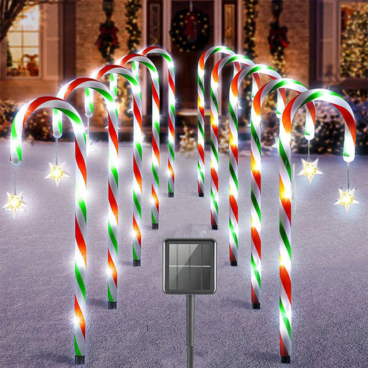 5PCS/Set Solar Cane Light Outdoor Waterproof Candy Ground Light Garden Landscape Christmas Decoration Lawn Light Colored Light