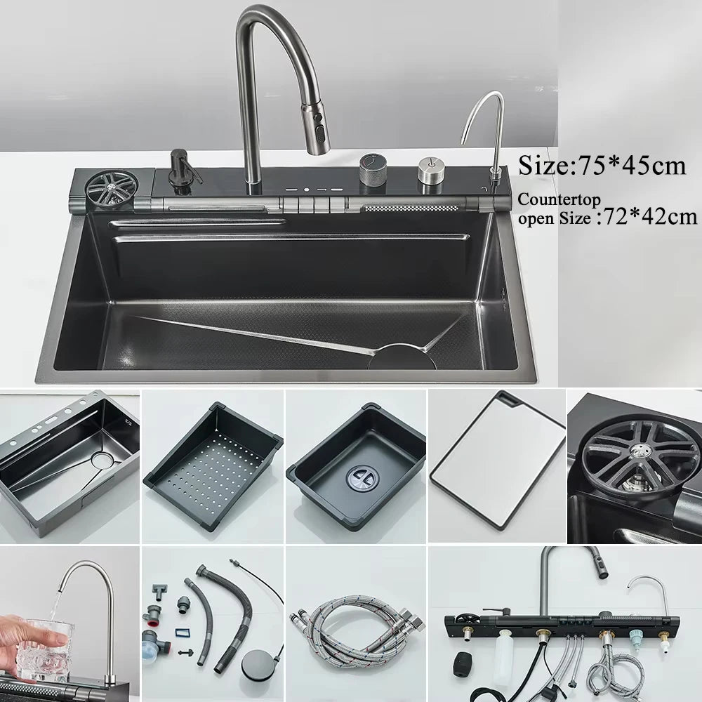 Myqualife 304 Stainless Steel Kitchen Sink With Integrated Digital Faucet