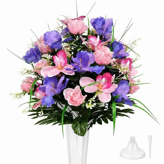 Artificial Cemetery Flowers for Grave Decorations, Iris