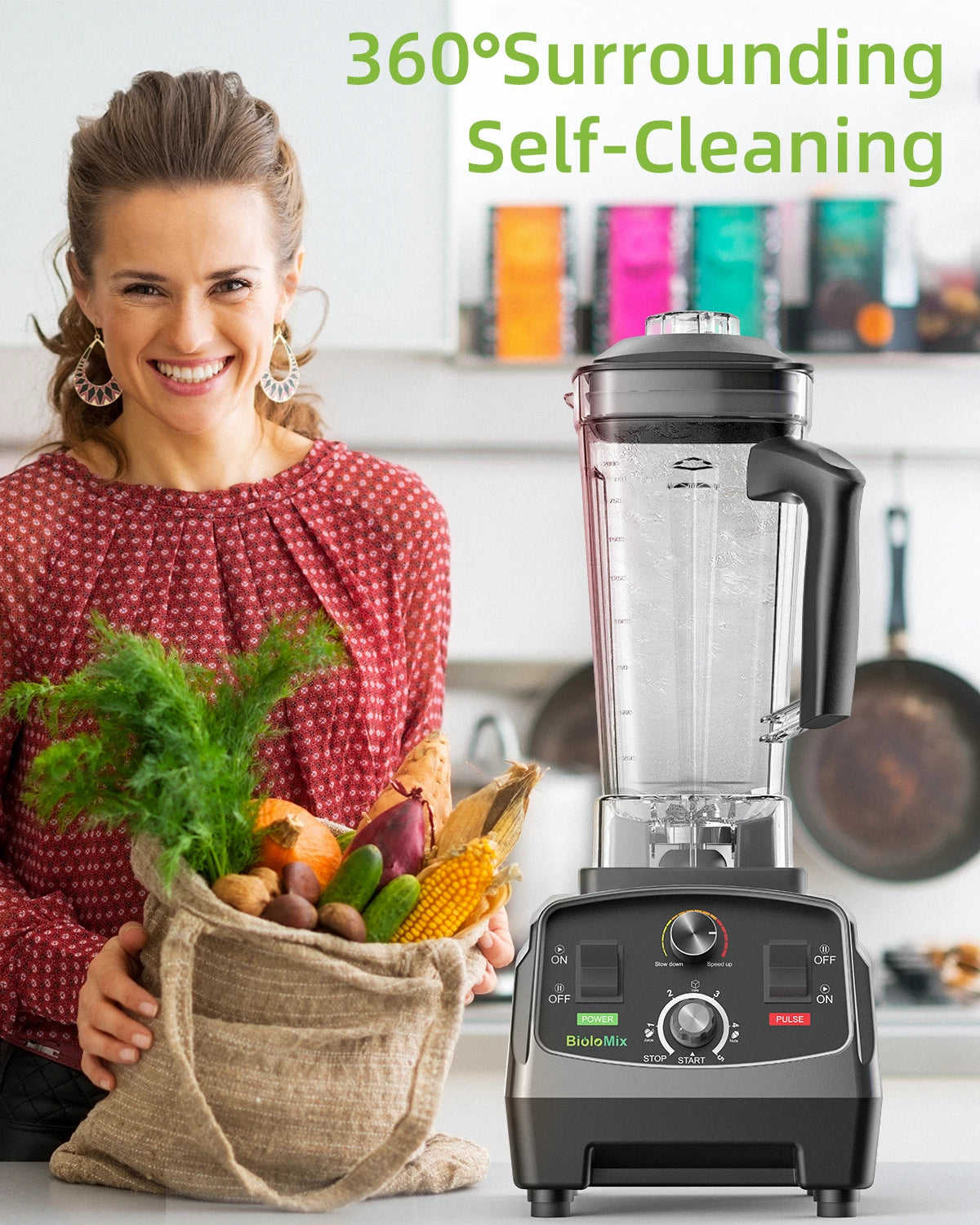 Biolomix Heavy Duty Timer Blender Food Processor With Tritan Jar