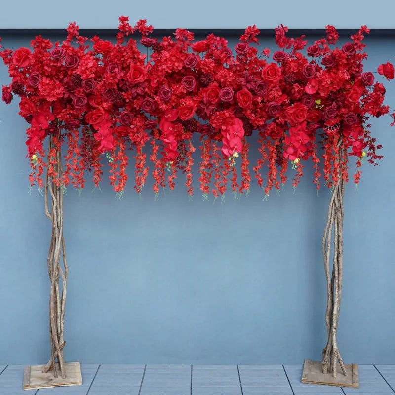 Angela Flower A7568 Luxury White Rose Cherry Blossom Hanging Wisteria Flower Row Wedding Backdrop Floral Arrangement Decor Banquet Party Props