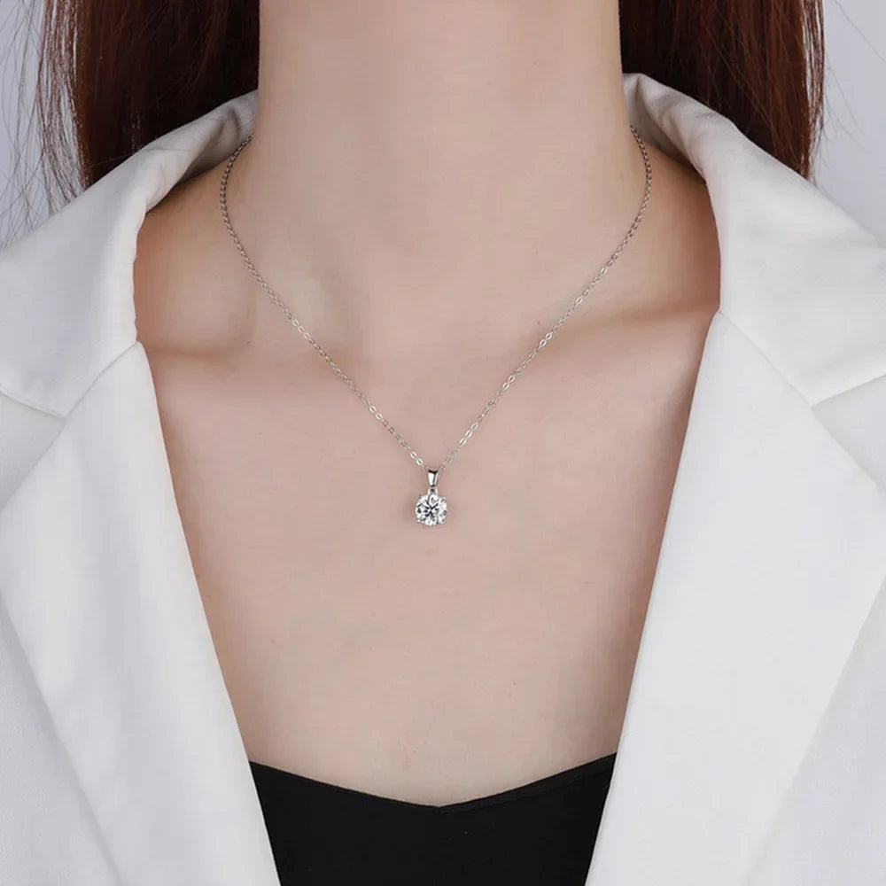Angel Bola Sterling Silver Moissanite Pendant Necklace For Women