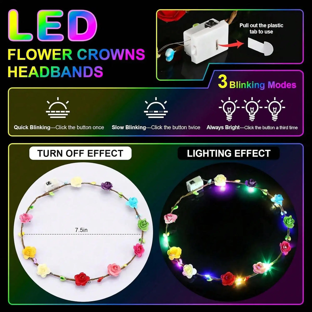 Premium LED Flower Crown Headband For Special Events