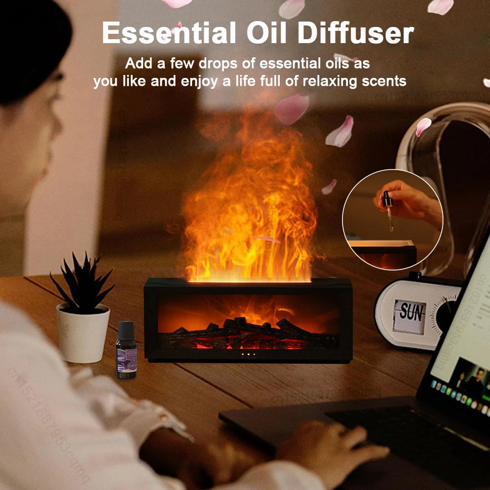 Silent Flame Aromatherapy Diffuser With Led Light And Usb Remote Control