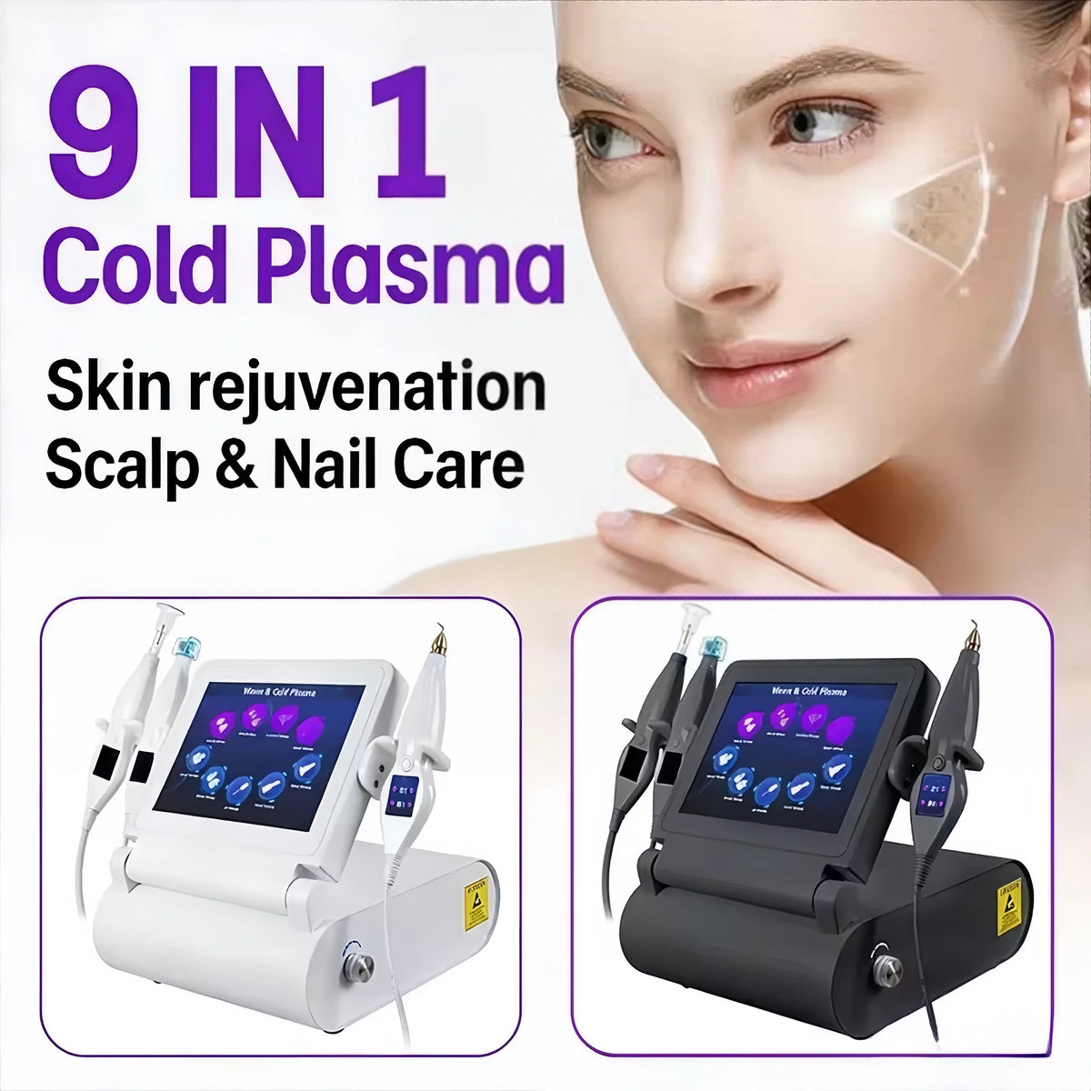 6-in-1 Cold and Warm Eyelid Lifting Fibroblast Ozone Jet Plasma Pen Machine Facial Care Repair Skin Surface, Fade Skin Spots