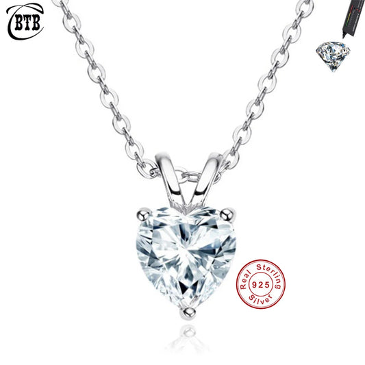CBTB Sterling Silver Heart Shaped Moissanite Pendant Necklace For Women