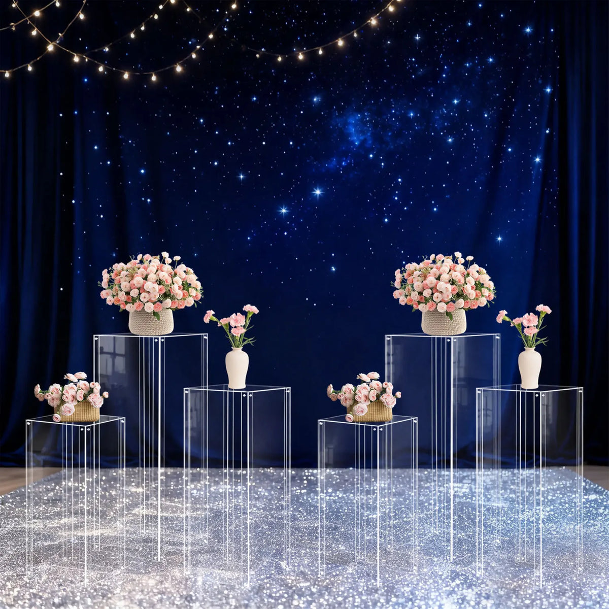Acrylic Column Pedestal Stand for Party 3PCS Clear Lucite Display Pedestal for Cake Wedding Events Art Gallery Party Decor