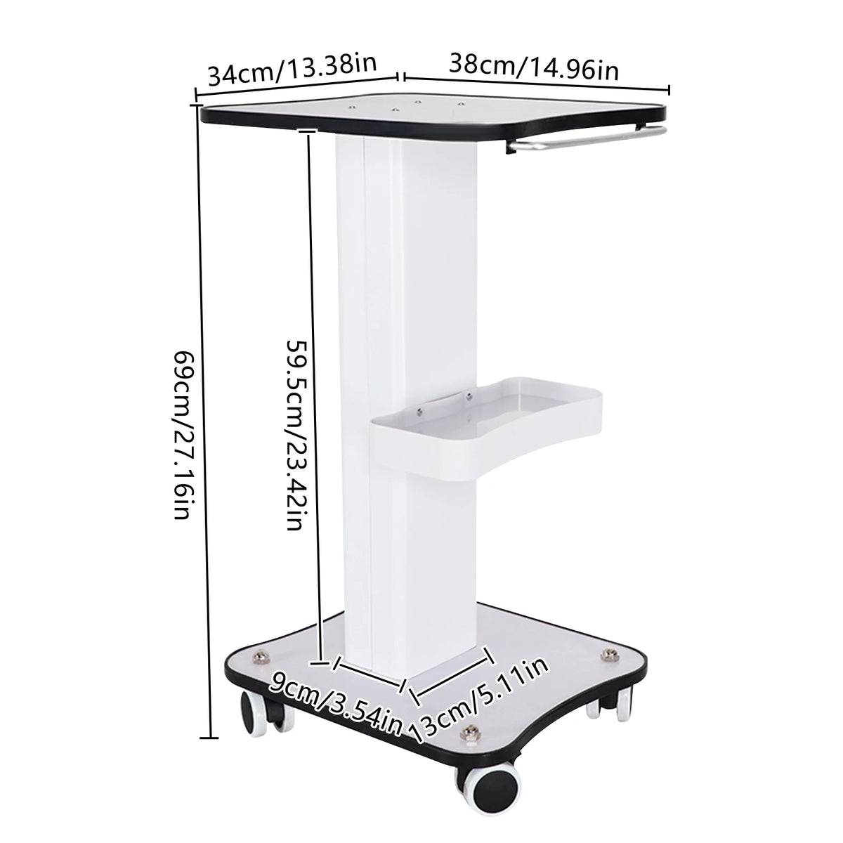Portable Beauty & Barber Trolley with Storage Compartment and Brake Wheels, Rolling Cart for Hairdressing Salon and Spa