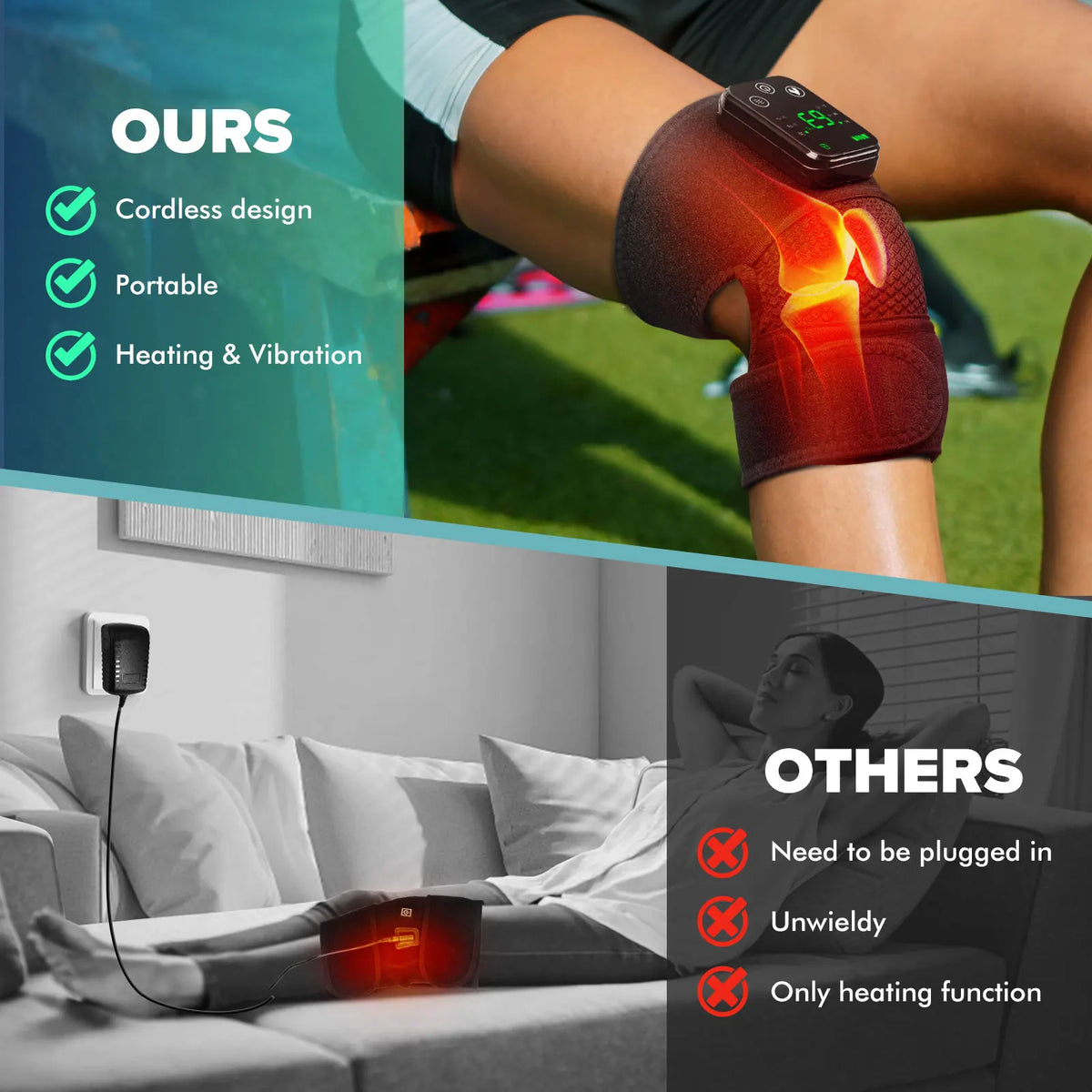 Hailicare Cordless Knee Massager With Heat And Vibration Relief