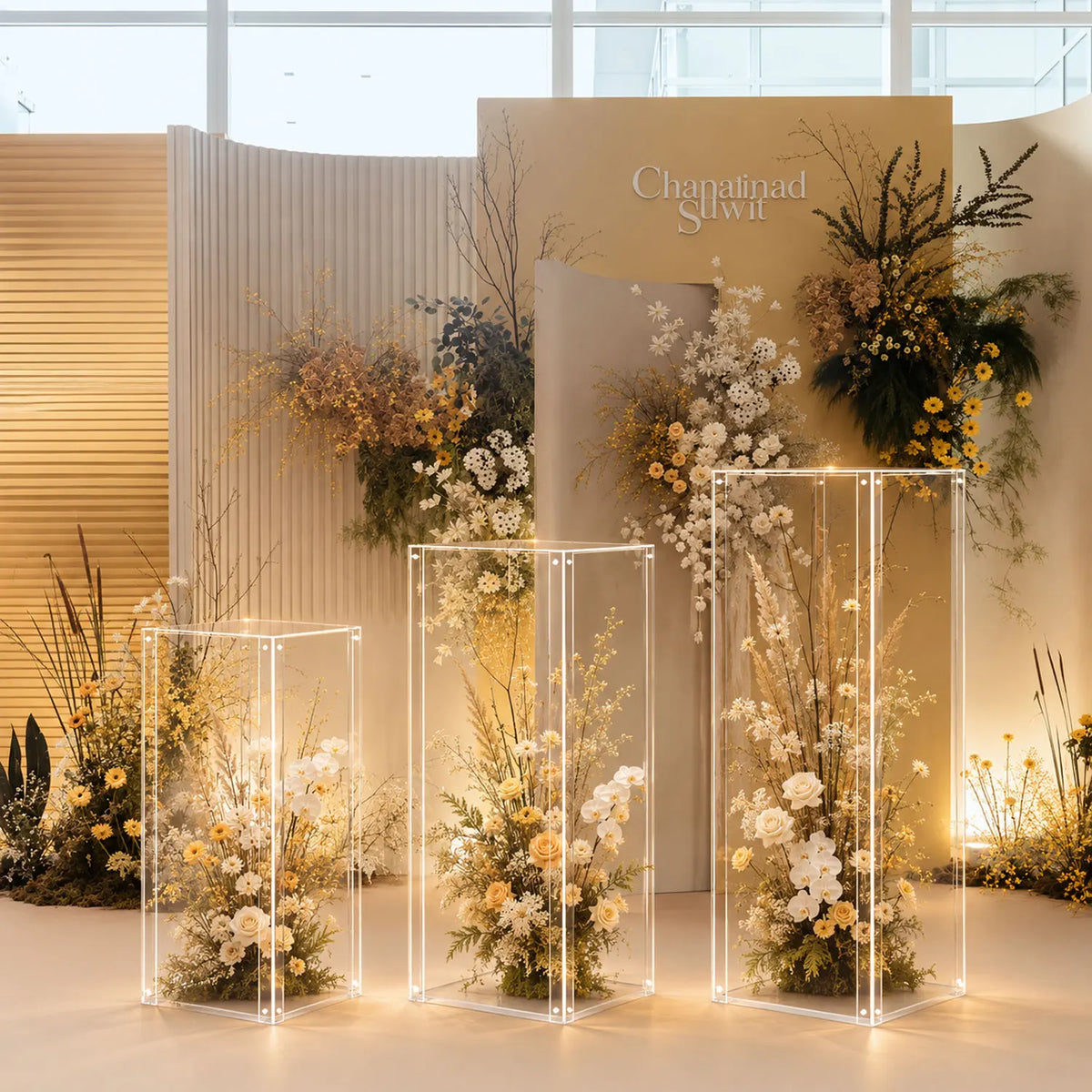 Acrylic Column Pedestal Stand for Party 3PCS Clear Lucite Display Pedestal for Cake Wedding Events Art Gallery Party Decor