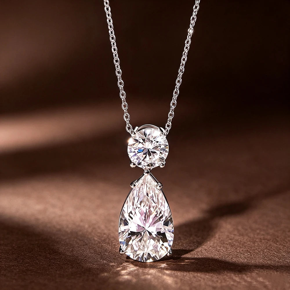 Bxiny S925 Silver Moissanite Waterdrop Necklace And Earrings Set For Women