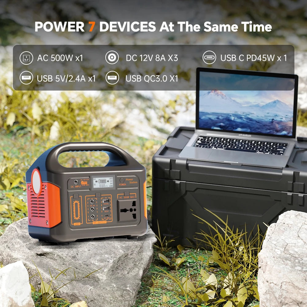 GaiaRay Portable Solar Power Station 500W 460Wh LiFePO4 Battery