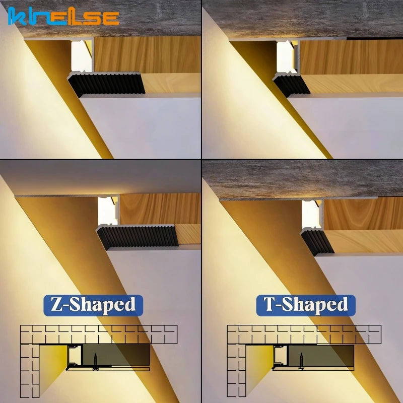 1M Ultra Narrow Shadow Gap LED Aluminum Profile Recessed Ceiling Edge Backlight Channel Top Corner Drywall Decor Bar Strip Light