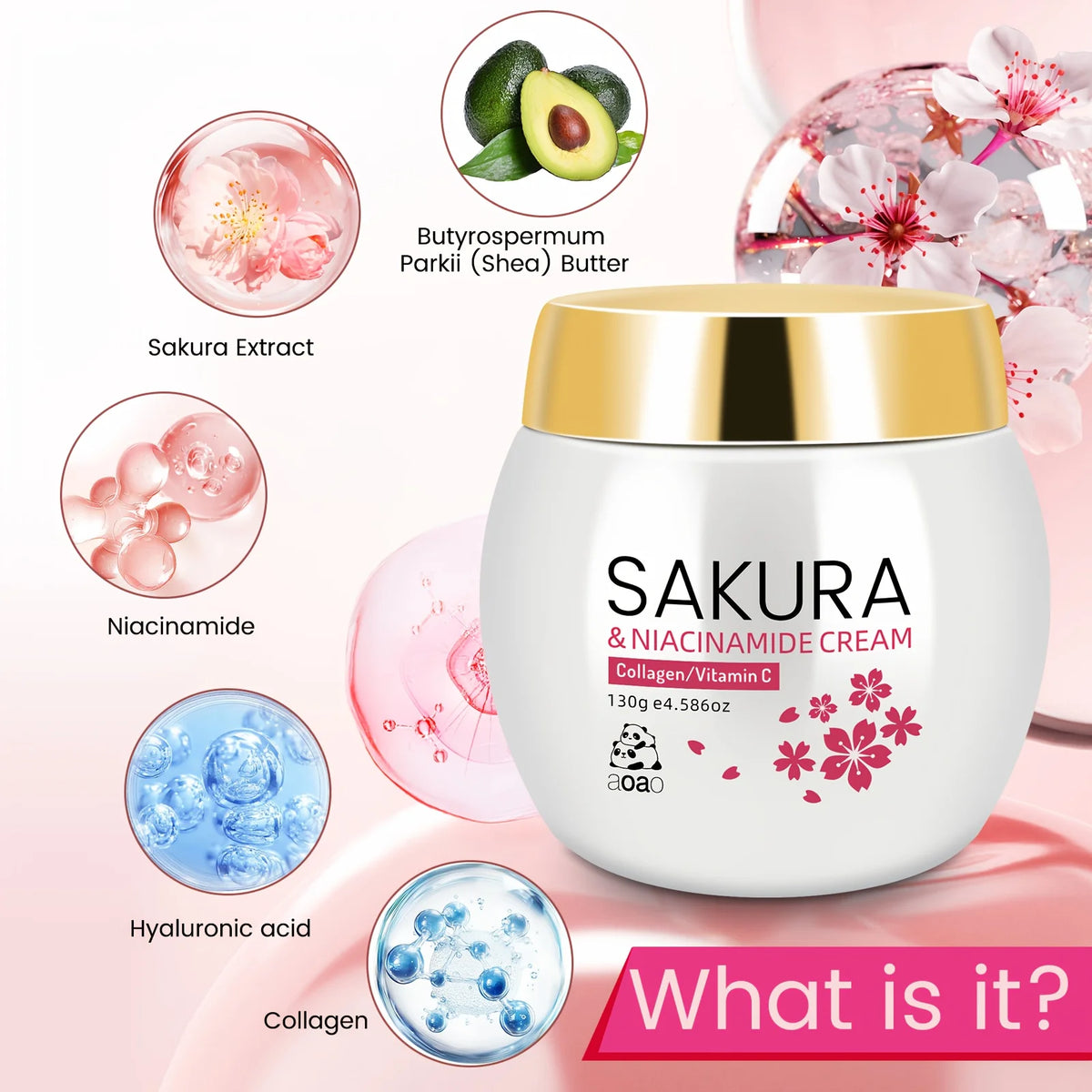 Aoao Sakura Hydrating Face Cream Infused With Collagen And Niacinamide