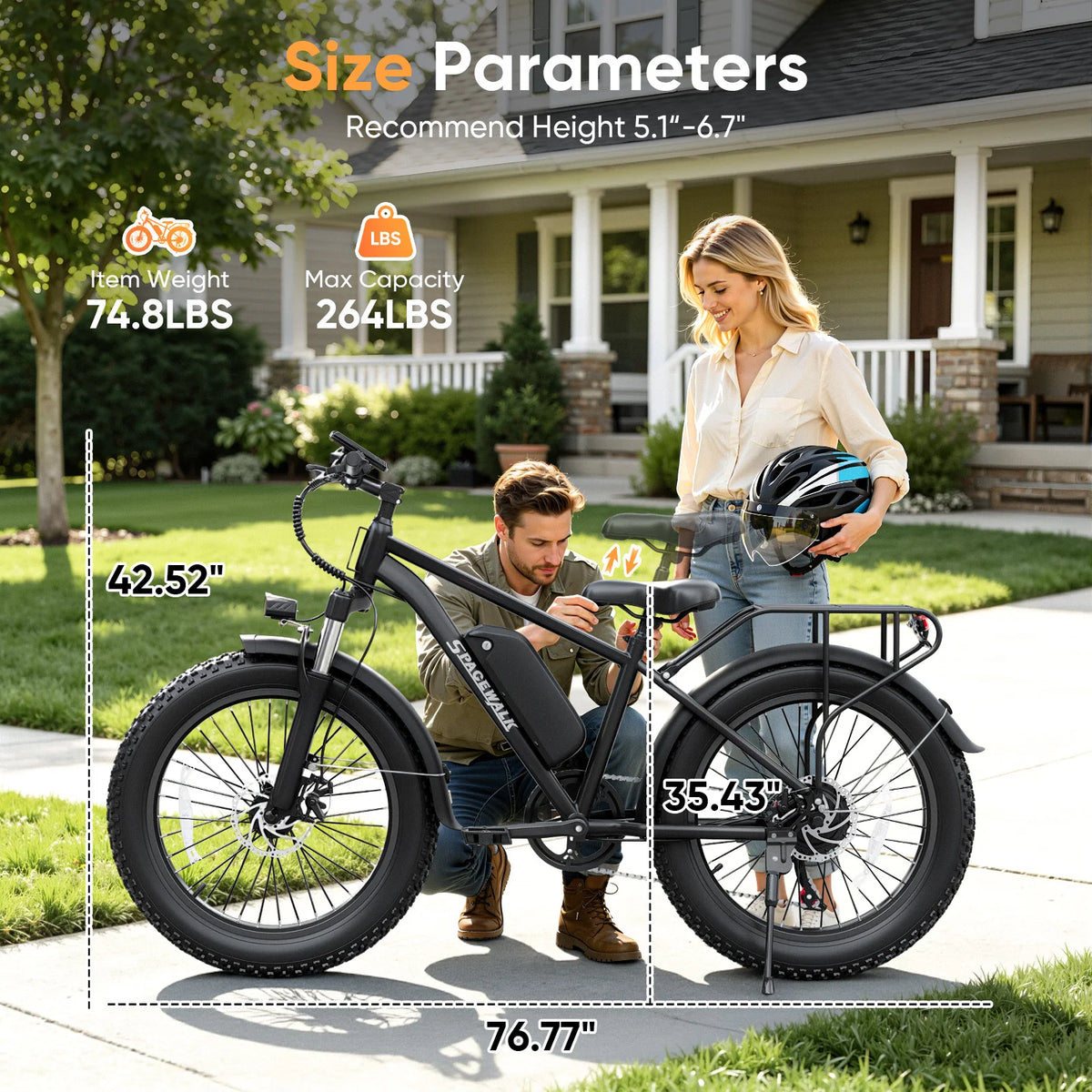 Eilleo Spacewalk 1500W Electric Bike With Removable Battery Suspension