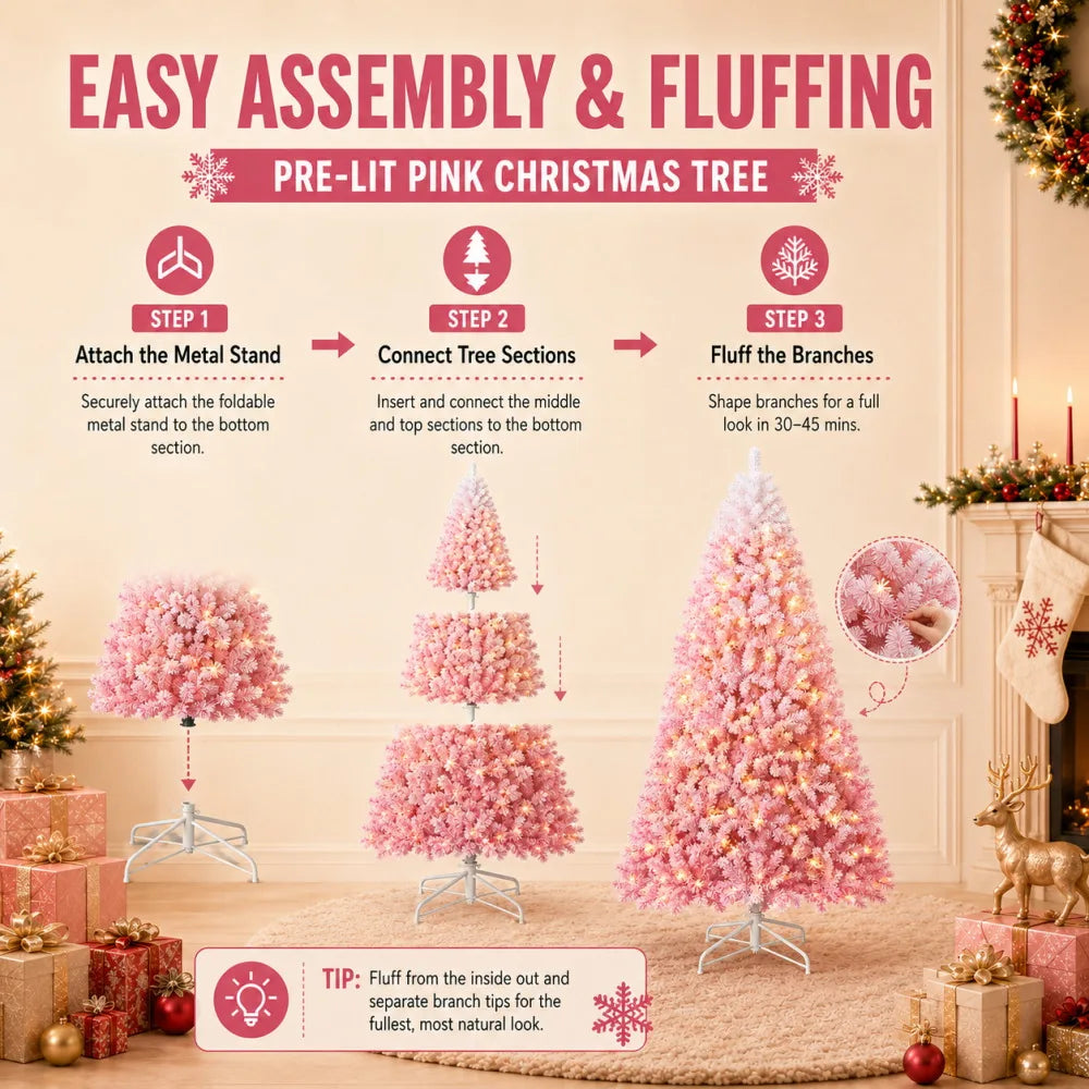 Flocked Artificial Christmas Tree For Festive Holiday Decor