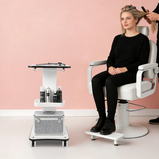 Rolling Beauty And Barber Trolley With Storage And Brake Wheels