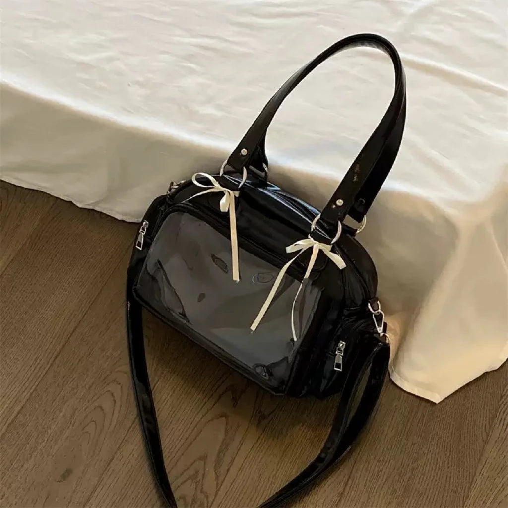 Unisex Soft Tpu Bow Lace Shoulder Bag Portable Crossbody Purse