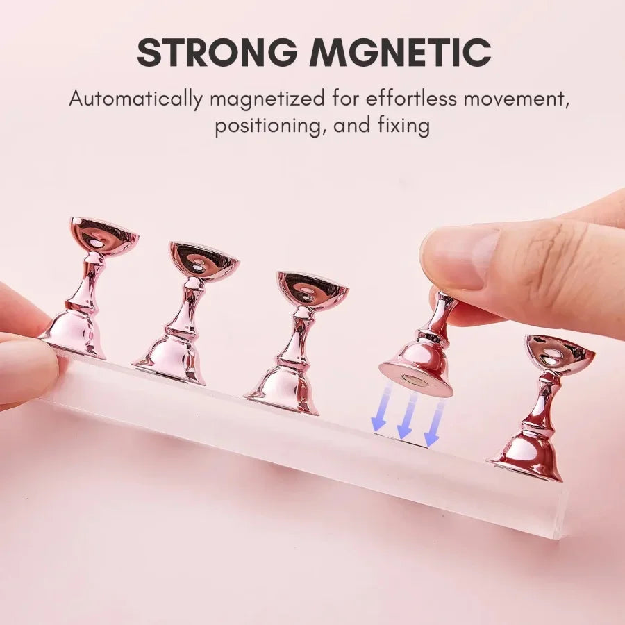 Magnetic Crystal False Nail Practice Holder Stand with Reusable Display