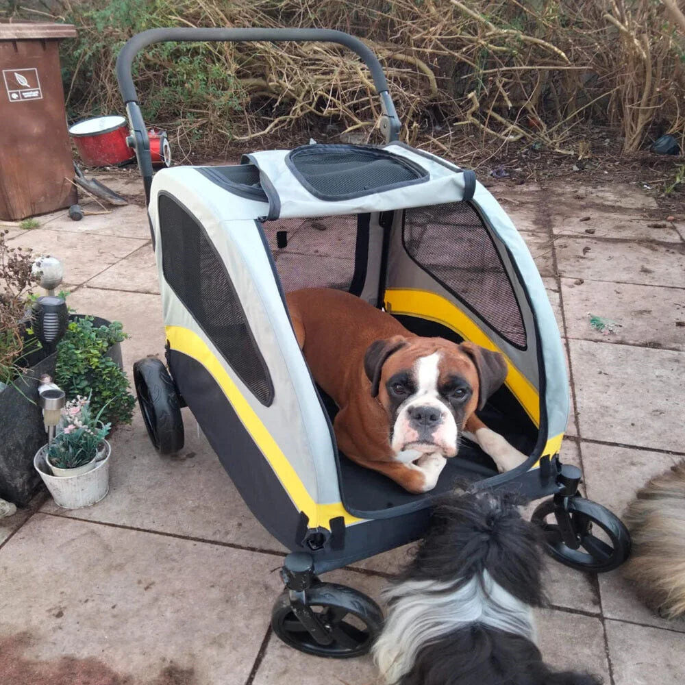 Foldable Four Wheel Dog Stroller With Shock Absorbing Pet Travel