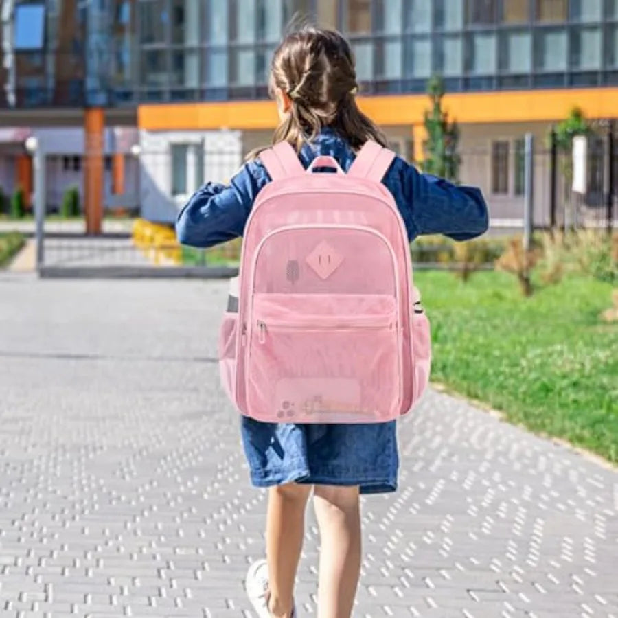 Moonbaby Clear Mesh Backpack For School And Daily Travel Use