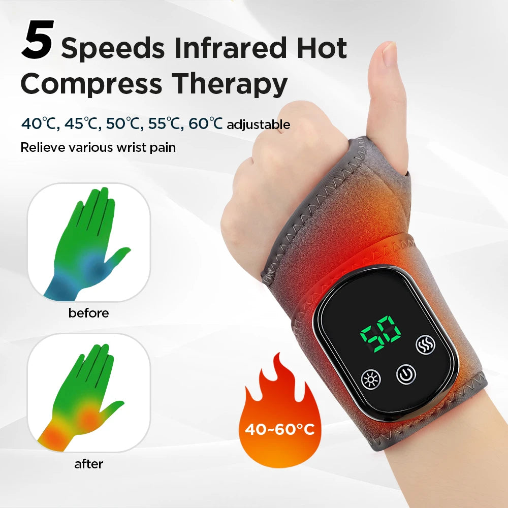 Electric Heating Wrist Massager Wrist Brace Protector Wrap Vibration Massage Relieves Tenosynovitis Carpal Tunnel Fatigue Relief